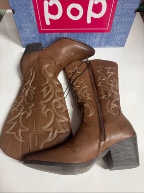 Brown Western Boots Womens 11 Pop
